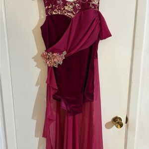 Weissman Burgundy, Gold and velvet Lace costume